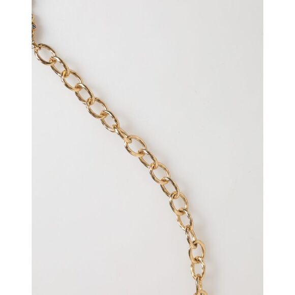 Dolce & Gabbana Gold Crystal Clock Pendant Statement Jewelry Women's Necklace